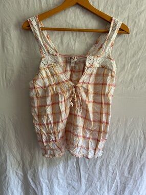 Sundance Aesthetic Yellow Plaid Babydoll Tank / Coastal Cowgirl